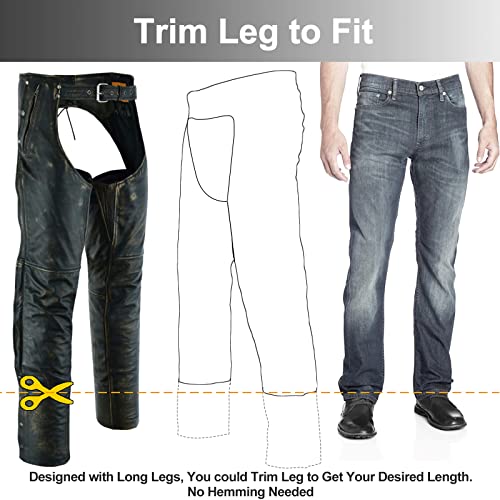 Distressed Brown Leather Motorcycle Riding Chaps for Men
