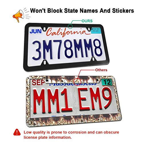 Car License Plate Frames, Stainless Steel, Universal Fit