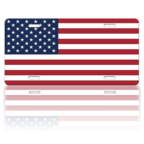 American Flag License Plate Cover Patriotic Stainless Steel