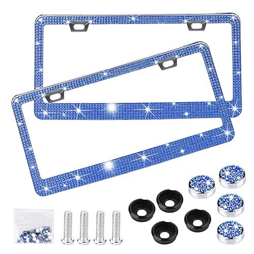 Blue Rhinestone License Plate Frame - 2 Pack