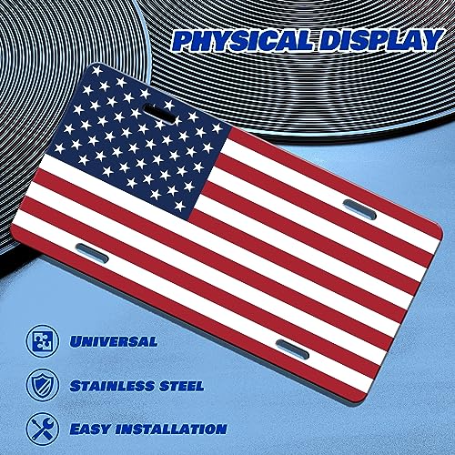 American Flag License Plate Cover Patriotic Stainless Steel