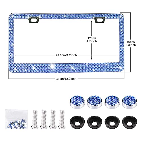 Blue Rhinestone License Plate Frame - 2 Pack