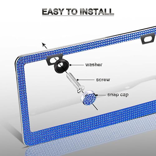 Blue Rhinestone License Plate Frame - 2 Pack