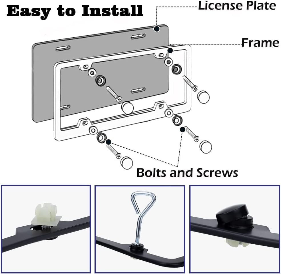 Cadillac License Plate Bracket Holder Set Aluminum Alloy