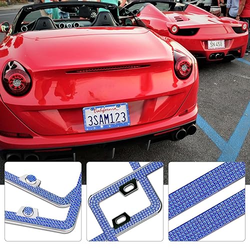 Blue Rhinestone License Plate Frame - 2 Pack