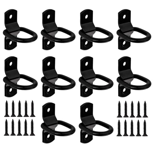 10pcs 1/4" Black Heavy Duty D Rings