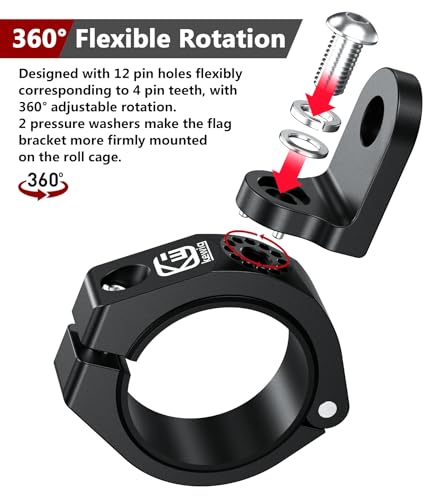 Aluminium Alloy UTV Whip Light Mount, Rotating Bracket