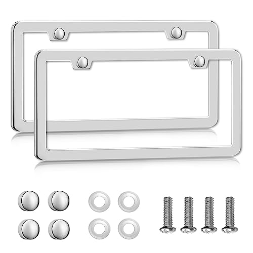 2-Pack Stainless Steel License Plate Frames - Rust-Proof