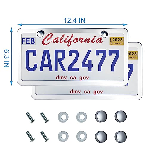 2-Pack Stainless Steel License Plate Frames - Rust-Proof