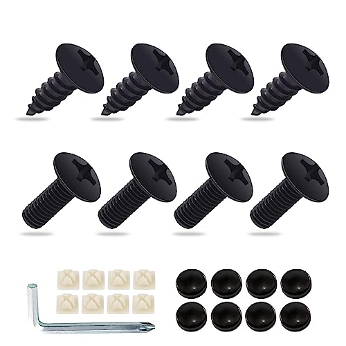 8-Piece Stainless Steel License Plate Screw Kit - Black