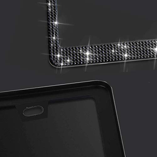 Black Glitter License Plate Frame with Bedazzled Crystals