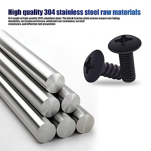 8-Piece Stainless Steel License Plate Screw Kit - Black