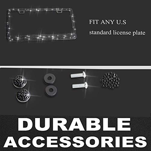 Black Glitter License Plate Frame with Bedazzled Crystals