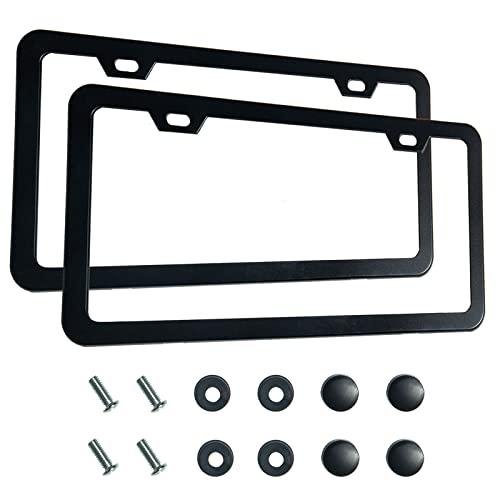 Matte Black License Plate Frames, Rust-Proof Aluminum, Universal