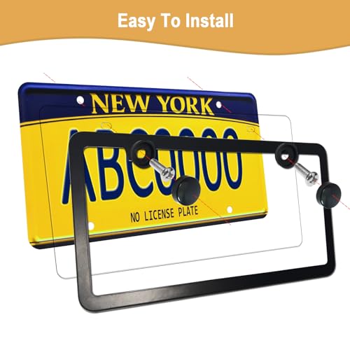 Black Stainless Steel License Plate Frames with Clear Shield