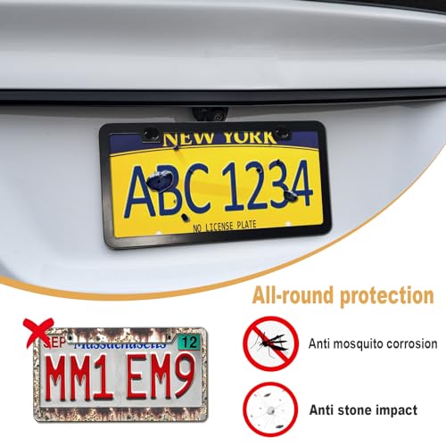 Black Stainless Steel License Plate Frames with Clear Shield