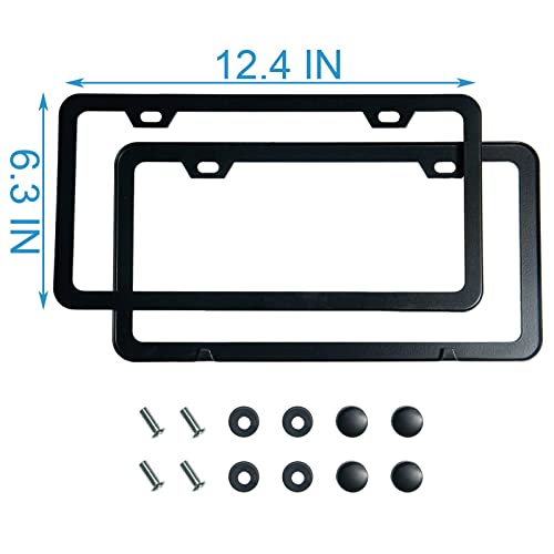 Matte Black License Plate Frames, Rust-Proof Aluminum, Universal