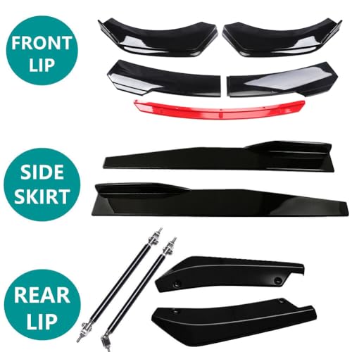 Universal Black & Red Car Body Kit Bundle