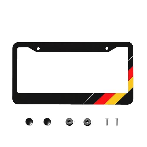 German Flag License Plate Frames, Black Aluminum Metal