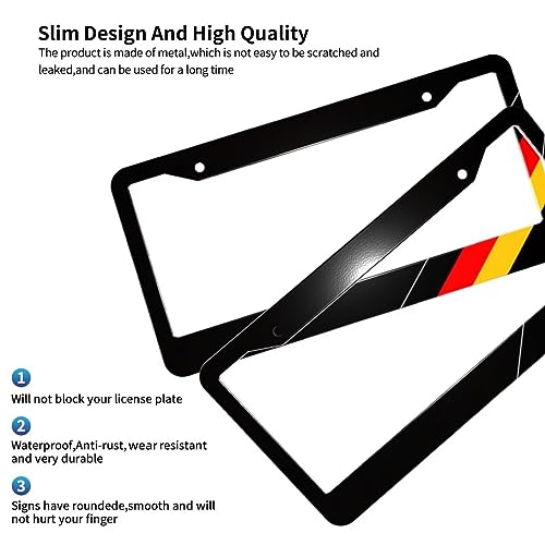 German Flag License Plate Frames, Black Aluminum Metal