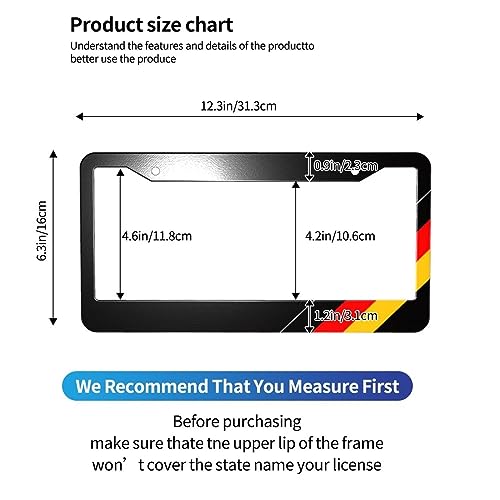 German Flag License Plate Frames, Black Aluminum Metal
