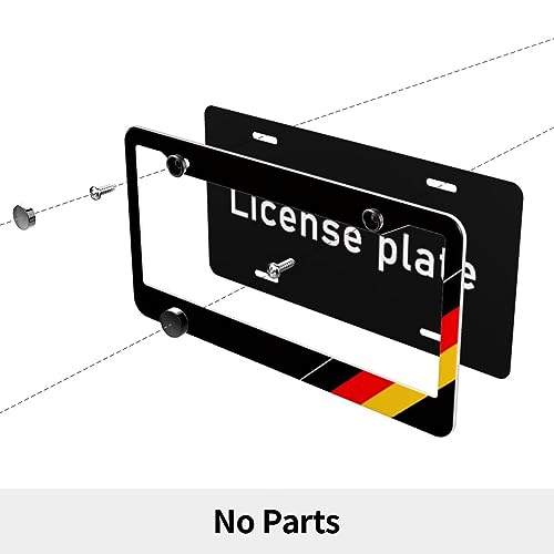 German Flag License Plate Frames, Black Aluminum Metal