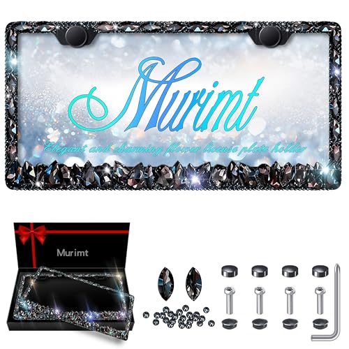 Bling License Plate Frames for Women Murimt Gem Diamond