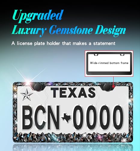 Bling License Plate Frames for Women Murimt Gem Diamond