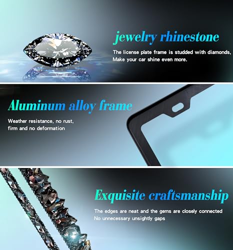 Bling License Plate Frames for Women Murimt Gem Diamond