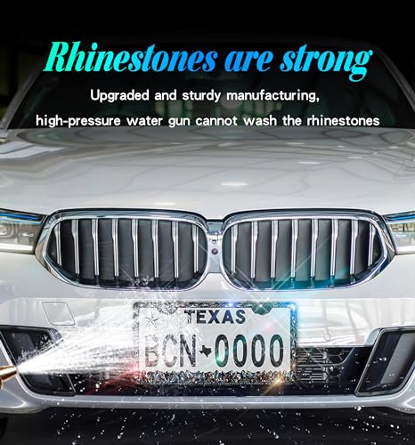 Bling License Plate Frames for Women Murimt Gem Diamond