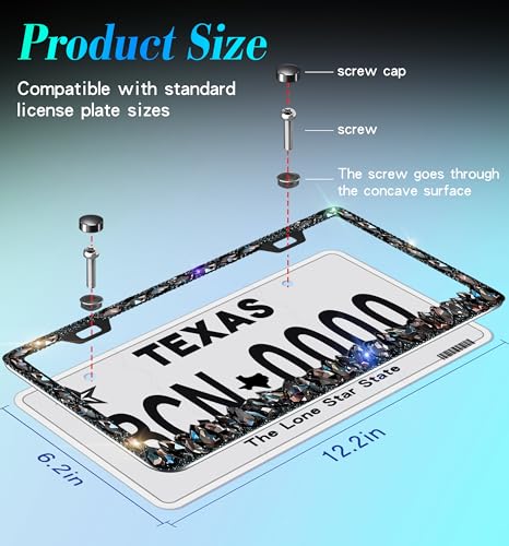 Bling License Plate Frames for Women Murimt Gem Diamond