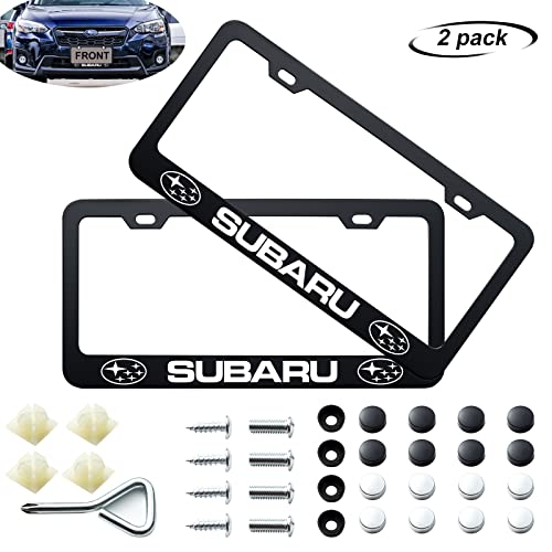 Subaru Compatible License Plate Frames (2 Pack, Black)