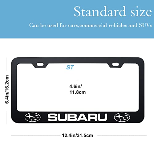 Subaru Compatible License Plate Frames (2 Pack, Black)