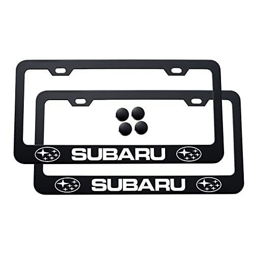 Subaru Compatible License Plate Frames (2 Pack, Black)