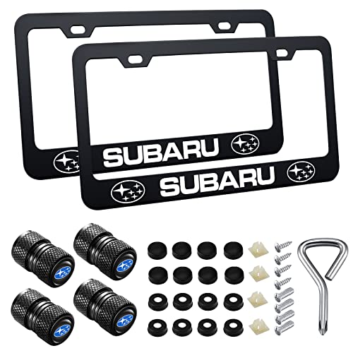 Subaru Compatible License Plate Frames (2 Pack, Black)