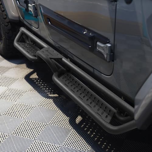 Wrangler JL Two-Stair Black Side Steps, Nerf Bar