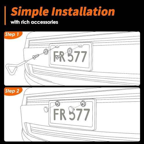 Black License Plate Frames - 2 Pack, Rustproof Stainless Steel