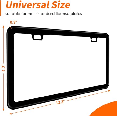 Black License Plate Frames - 2 Pack, Rustproof Stainless Steel