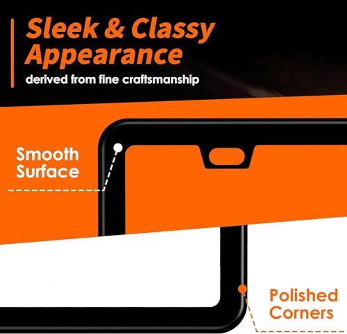 Black License Plate Frames - 2 Pack, Rustproof Stainless Steel