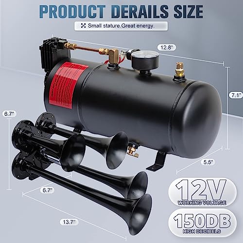Powerful 150DB Train Horn Kit for 12V Vehicles