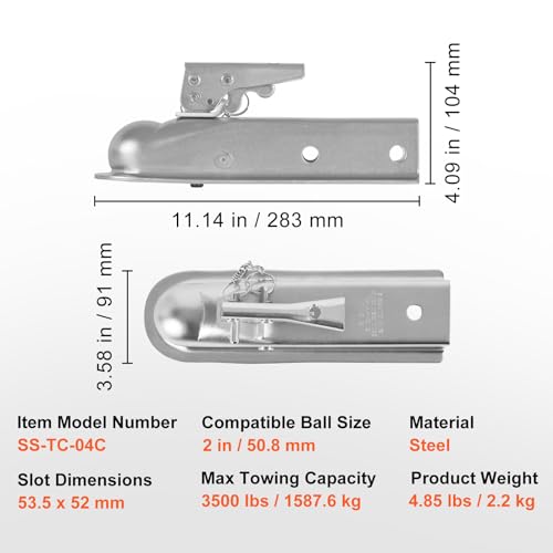 VEVOR 2" Hitch Ball Coupler, 3500 lbs Capacity