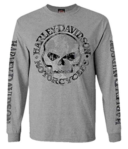 Harley-Davidson Men's Willie G Skull Gray Long Sleeve