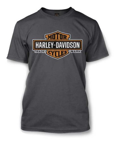 Harley-Davidson Men's Orange Bar & Shield Charcoal T-Shirt
