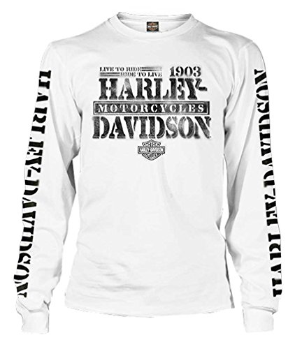 Harley-Davidson Men's White Distressed Freedom Fighter Shirt, XL