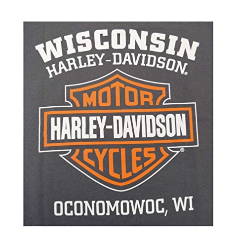 Harley-Davidson Men's Orange Bar & Shield Charcoal T-Shirt
