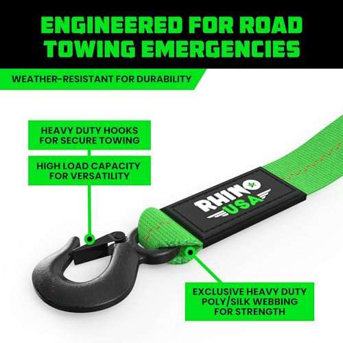 Rhino USA 2" x 20' Tow Strap with Hooks