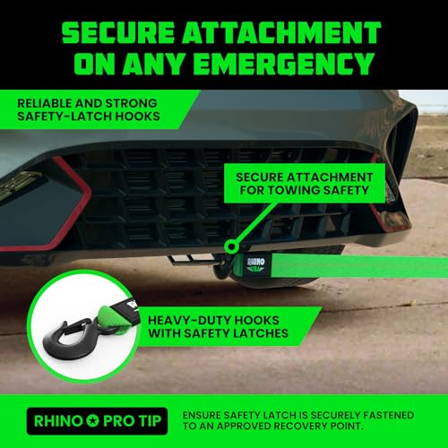 Rhino USA 2" x 20' Tow Strap with Hooks