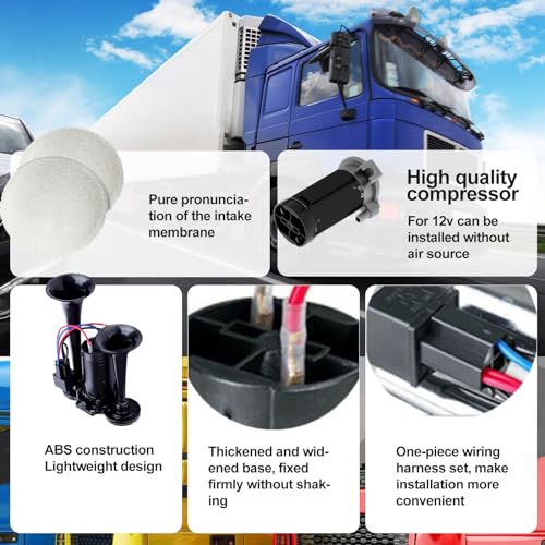Dual Trumpets Super Loud Car Horn for Truck Train