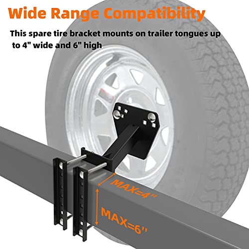 Kunzye Spare Tire Mount for Trailer, Black Steel