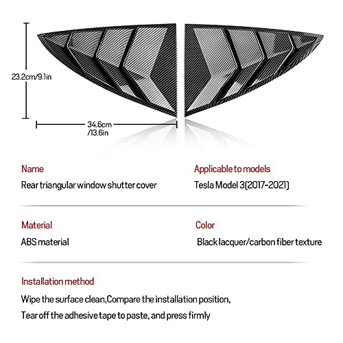 Tesla Model 3 Rear Window Louvers Carbon Fiber